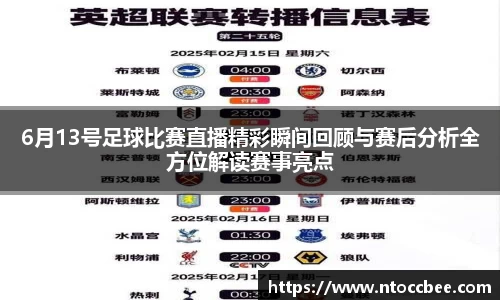 6月13号足球比赛直播精彩瞬间回顾与赛后分析全方位解读赛事亮点